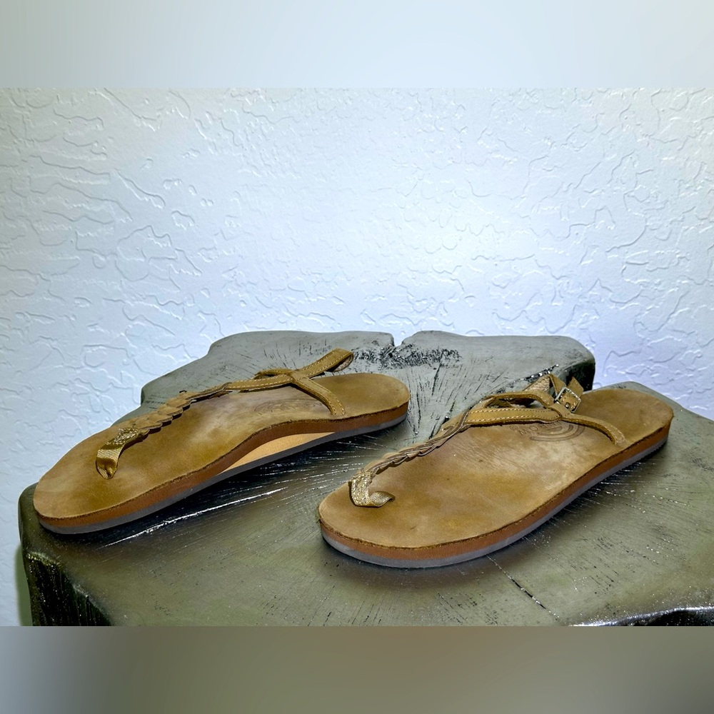 VGUC Size Rainbow Sandal Hemp T-Street - Sierra Brown Center Braid Ankle Strap